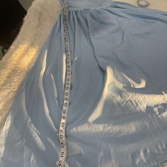 Elegant Light Blue Strapless Maxi Dress - Picture 8 of 11